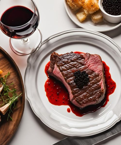 Romantic Dinner Set / Caviar + Steak + Red Wine