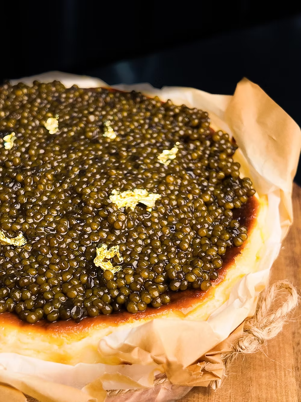 Creamy Basque Cheesecake With Caviar